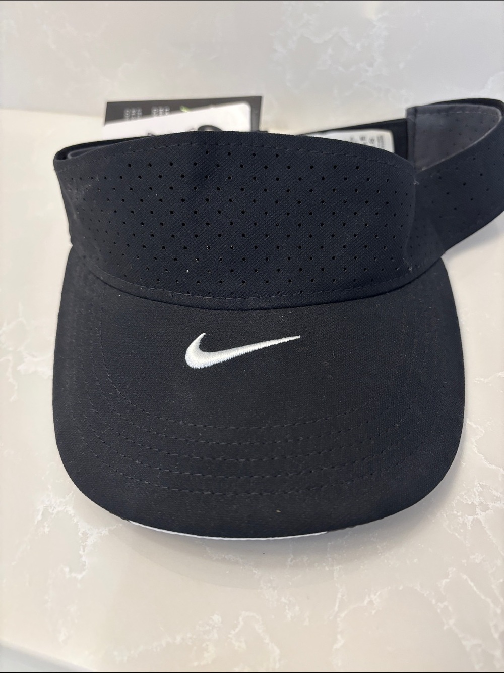 Nike Black Visor with White Swoosh